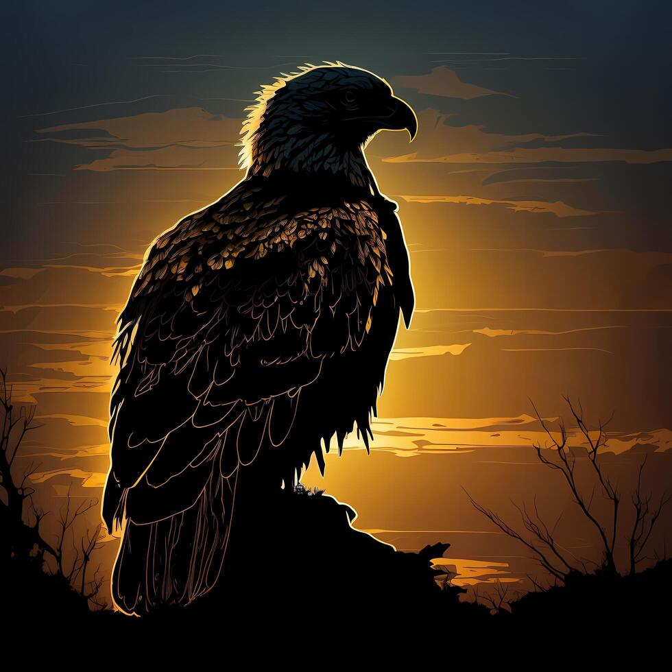 eagle silhouette aesthetic photo