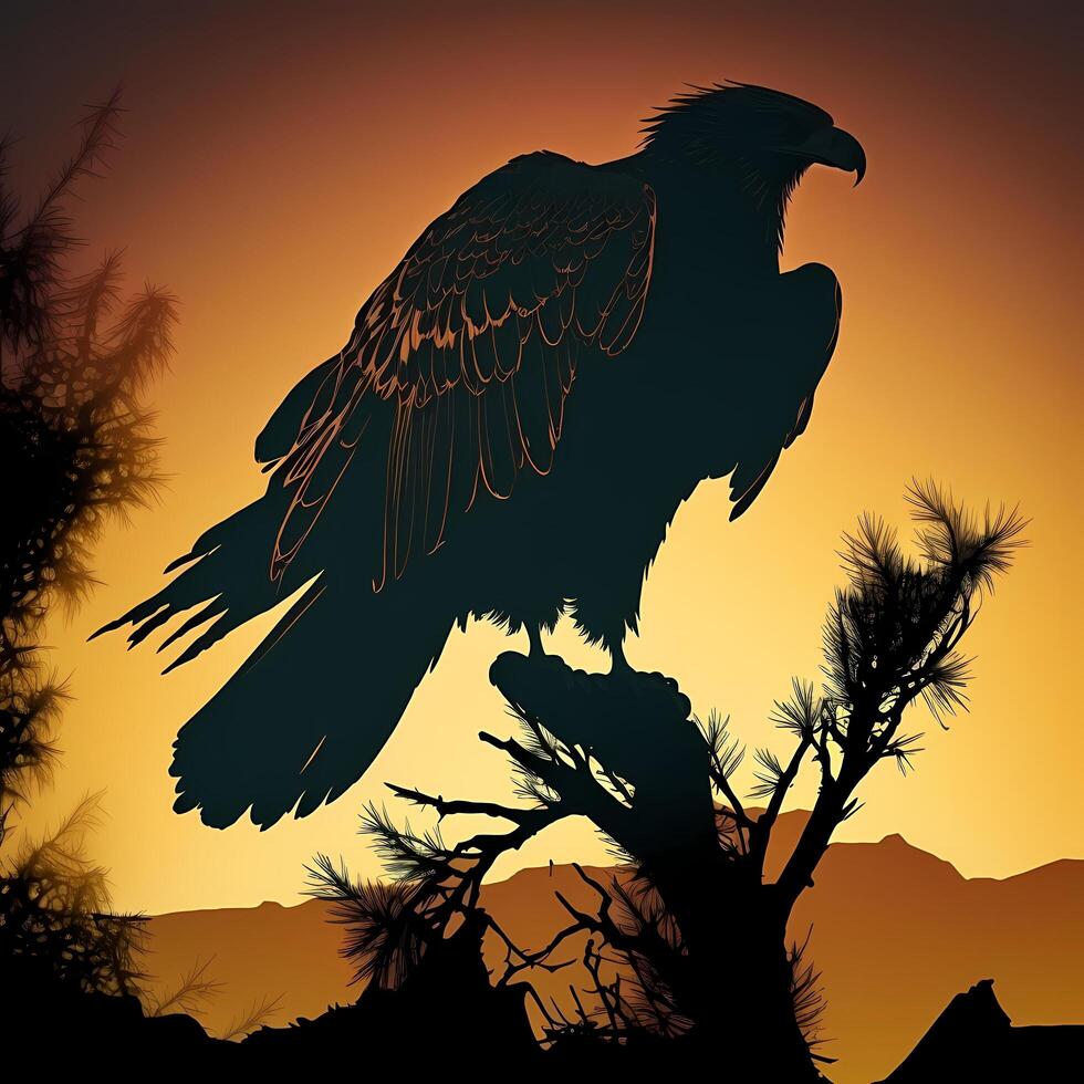 eagle silhouette aesthetic photo