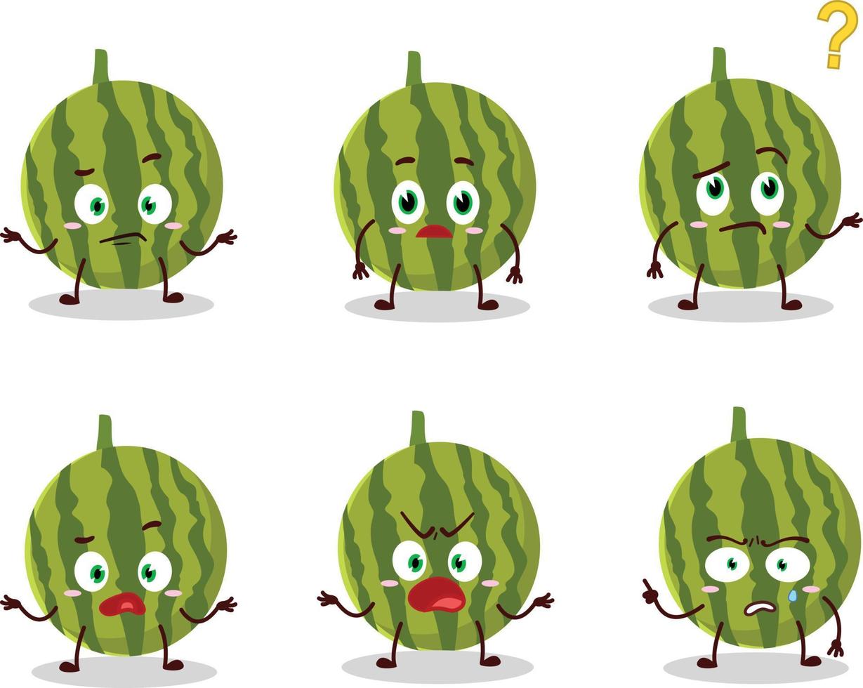Cartoon character of watermelon with what expression vector