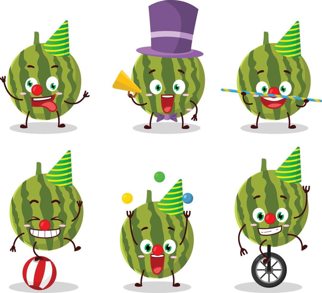 Cartoon character of watermelon with various circus shows vector