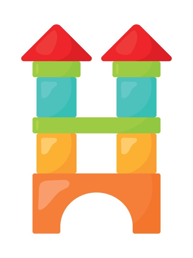 Colorful Building Blocks Kids Toy Icon Vector Illustration