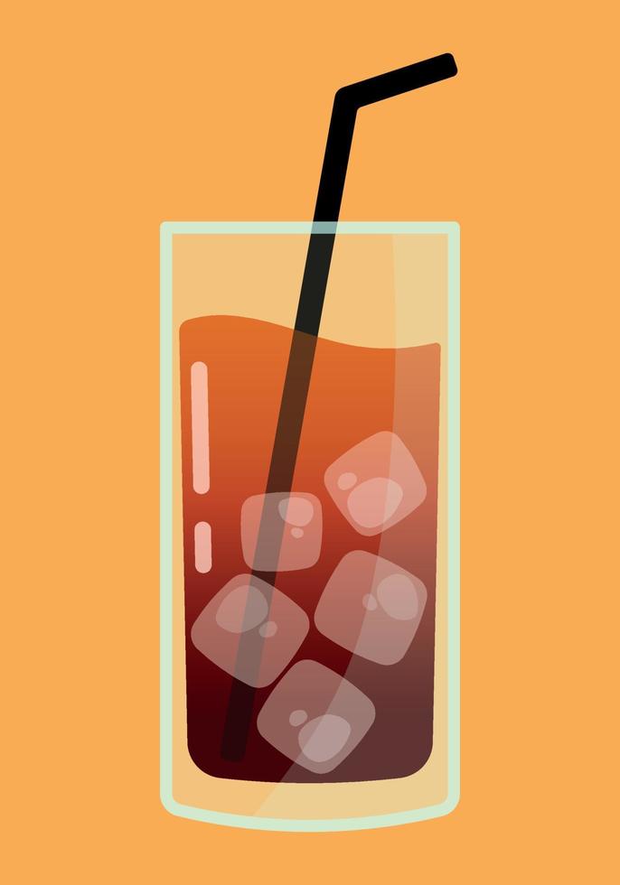 Iced Tea cocktail icon with straw isolated vector illustration