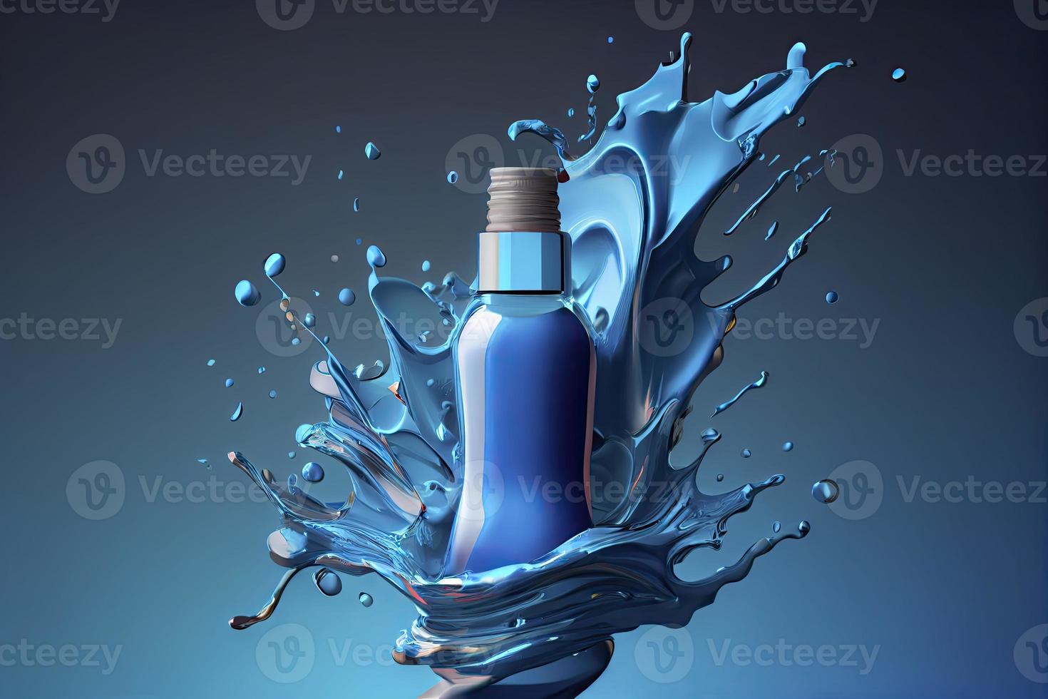 Moisturizing cream, Bottle of cosmetics gel or liquid in splash photo