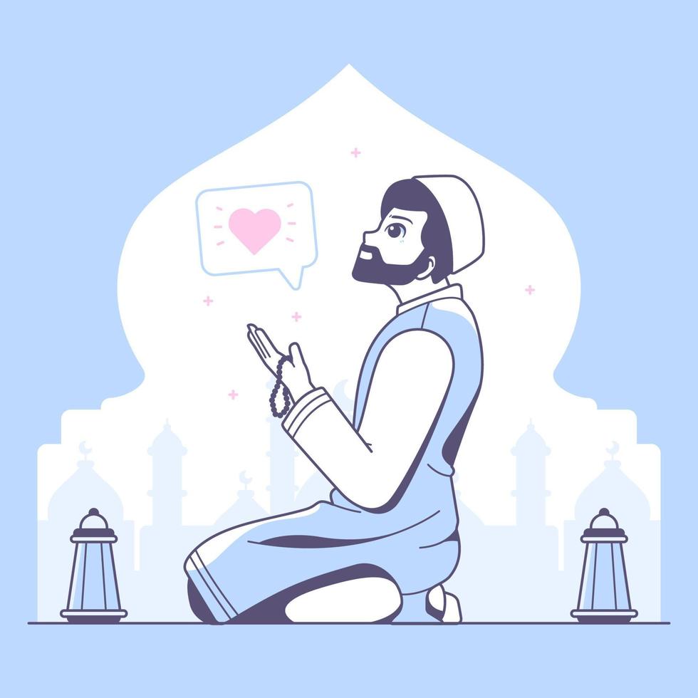 islamic muslim boy praying vector