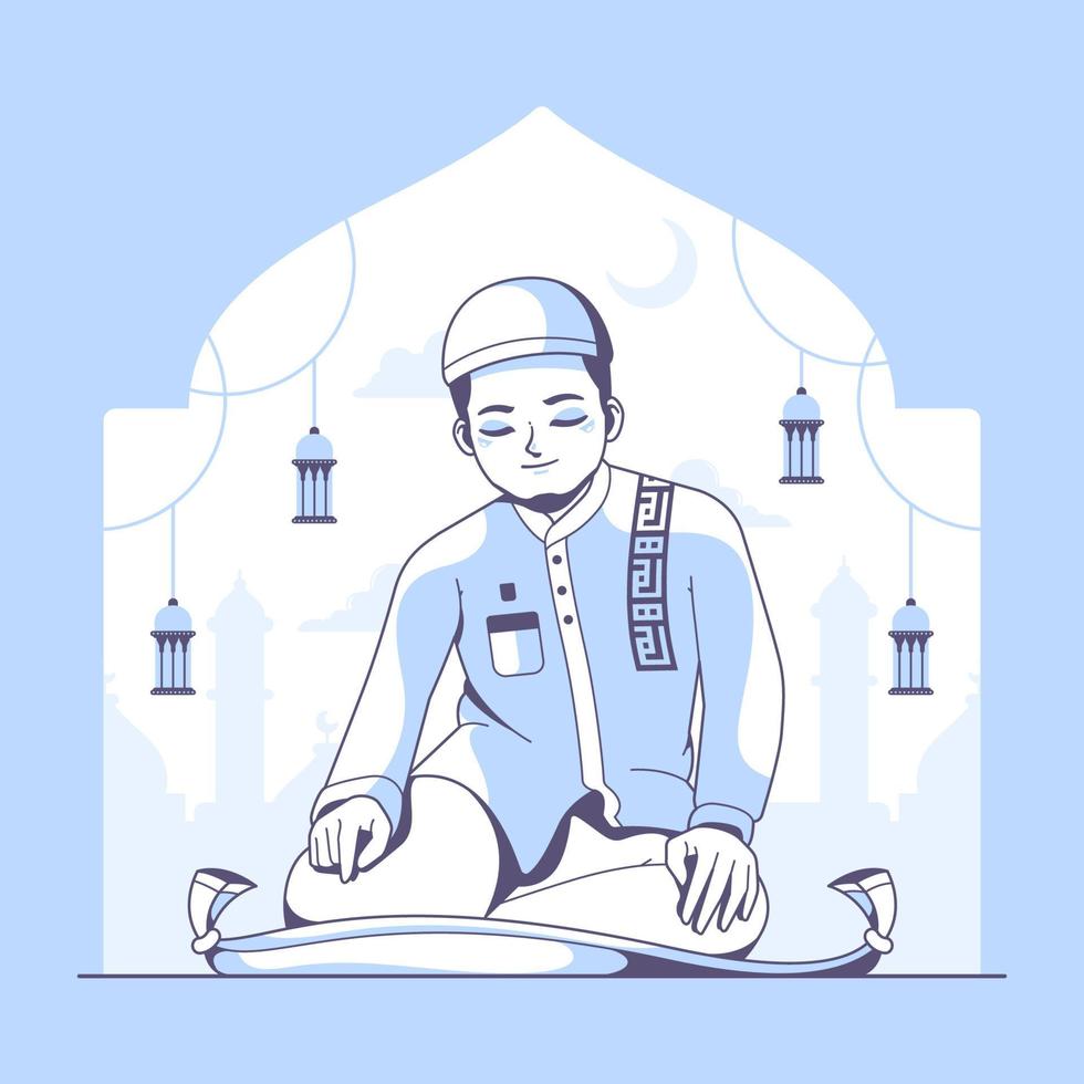 islamic man shalat illustration background vector