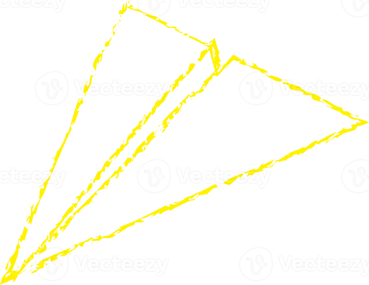 Yellow paper plane chalk line art png
