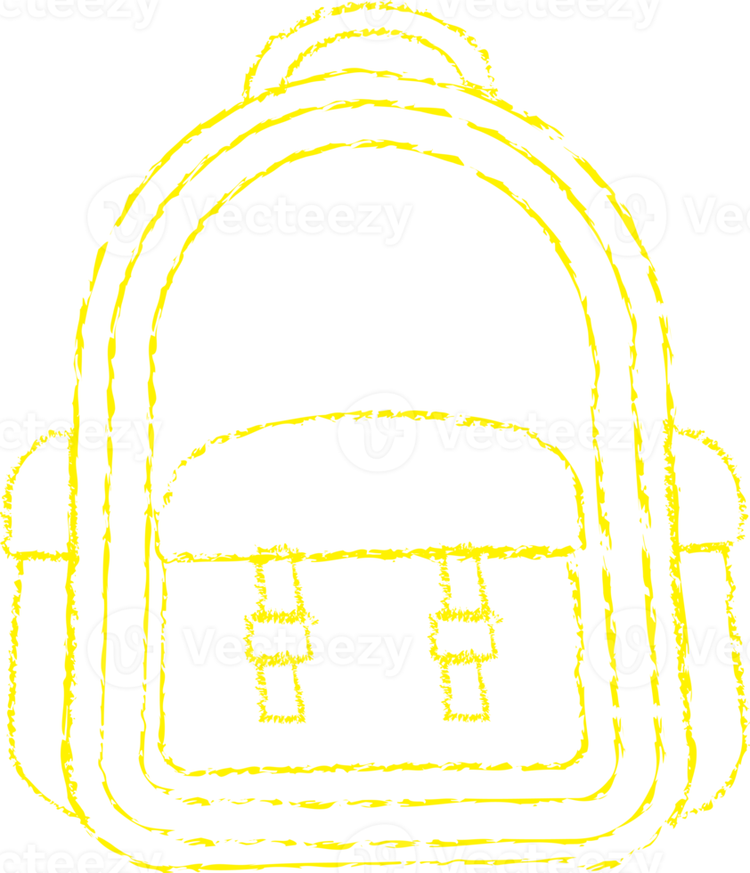 Yellow backpack chalk line art png