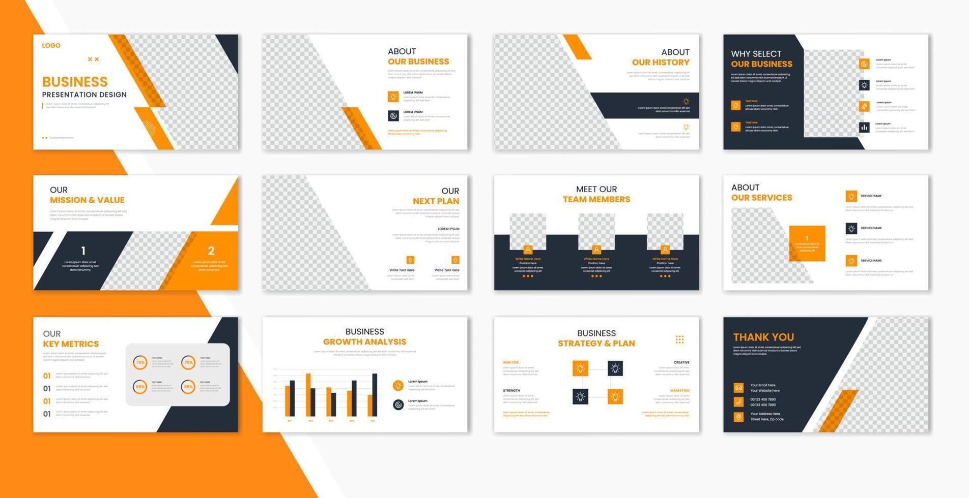 Corporate template presentation design and page layout design, business presentation slideshow for brochure, company profile, website report, finance vector