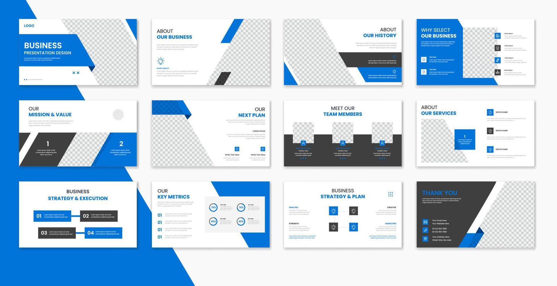 Corporate template presentation design and page layout design, business presentation slideshow for brochure, company profile, website report, finance vector