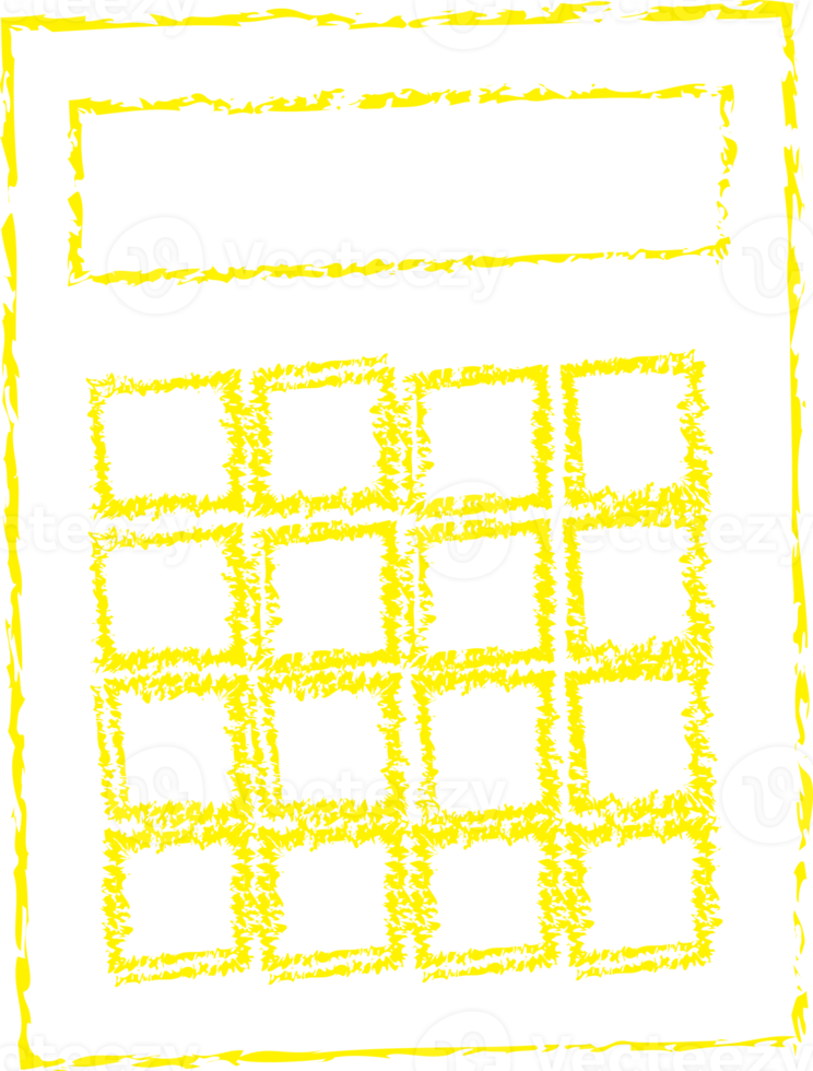 Yellow calculator chalk line art png