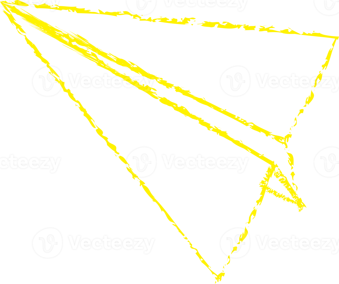 Yellow paper plane chalk line art png