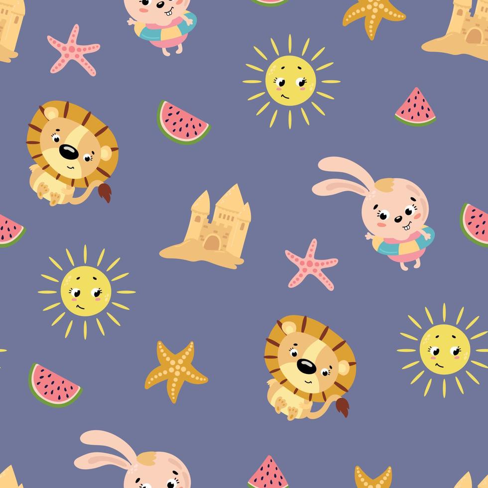 Summer beach seamless pattern. Design for fabric, textile, wallpaper, packaging. vector