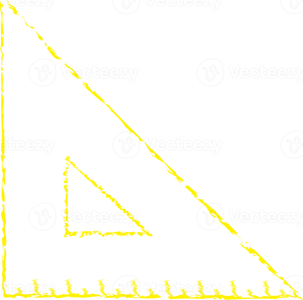 Yellow set square chalk line art png