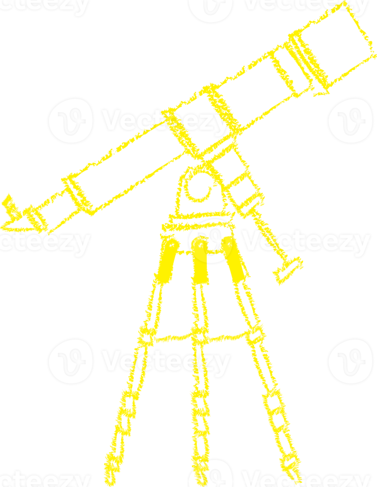 Yellow telescope chalk line art png