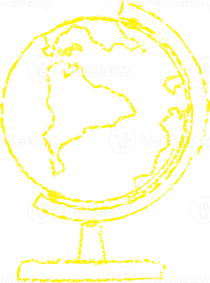 Yellow globe chalk line art png