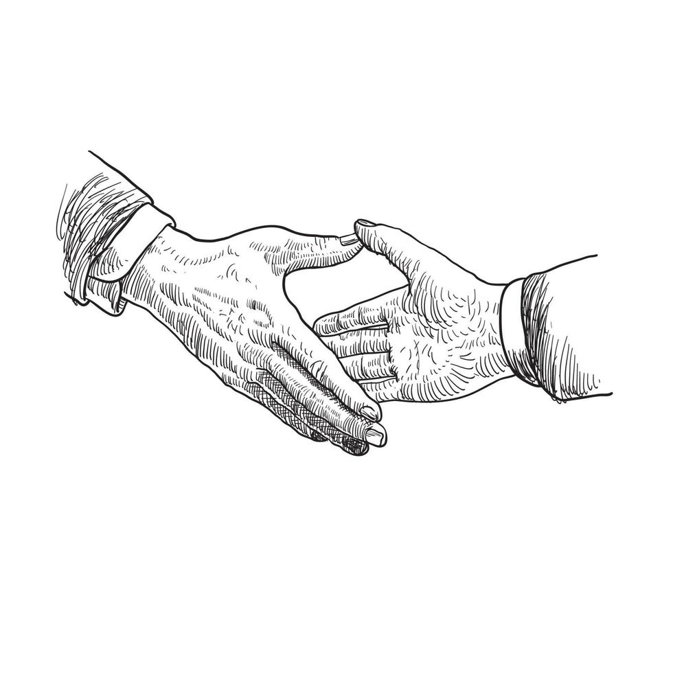 hands drawing shaking hands to each other 21820055 Vector Art at Vecteezy