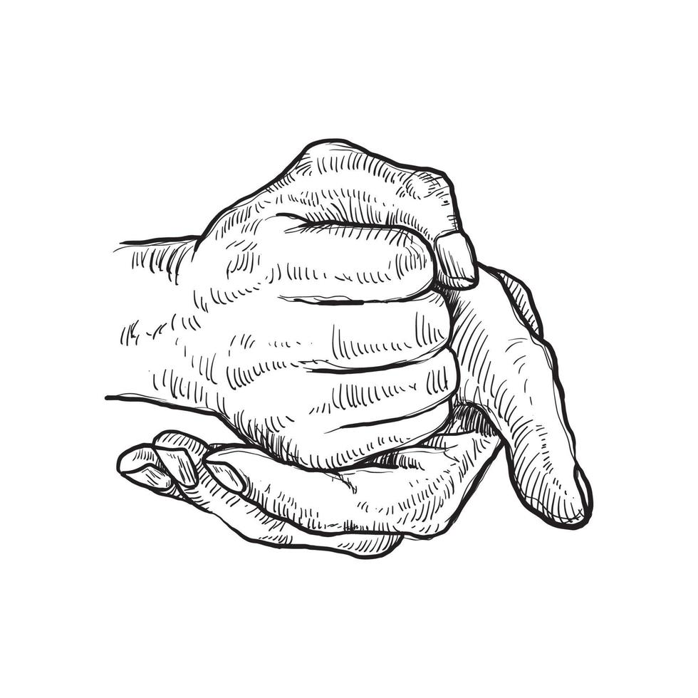 picture of hand hand is pounding palm with hand vector