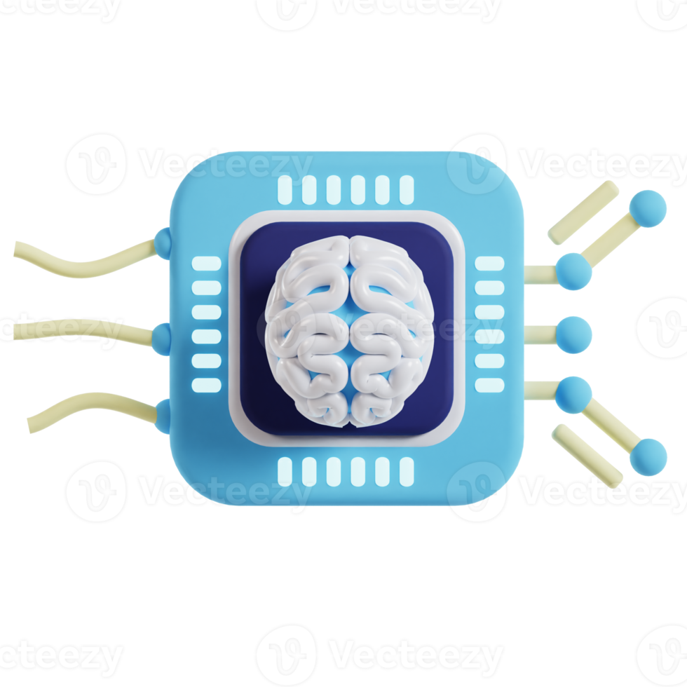 AI Brain Circuitry 3d artificial intelligence icon png