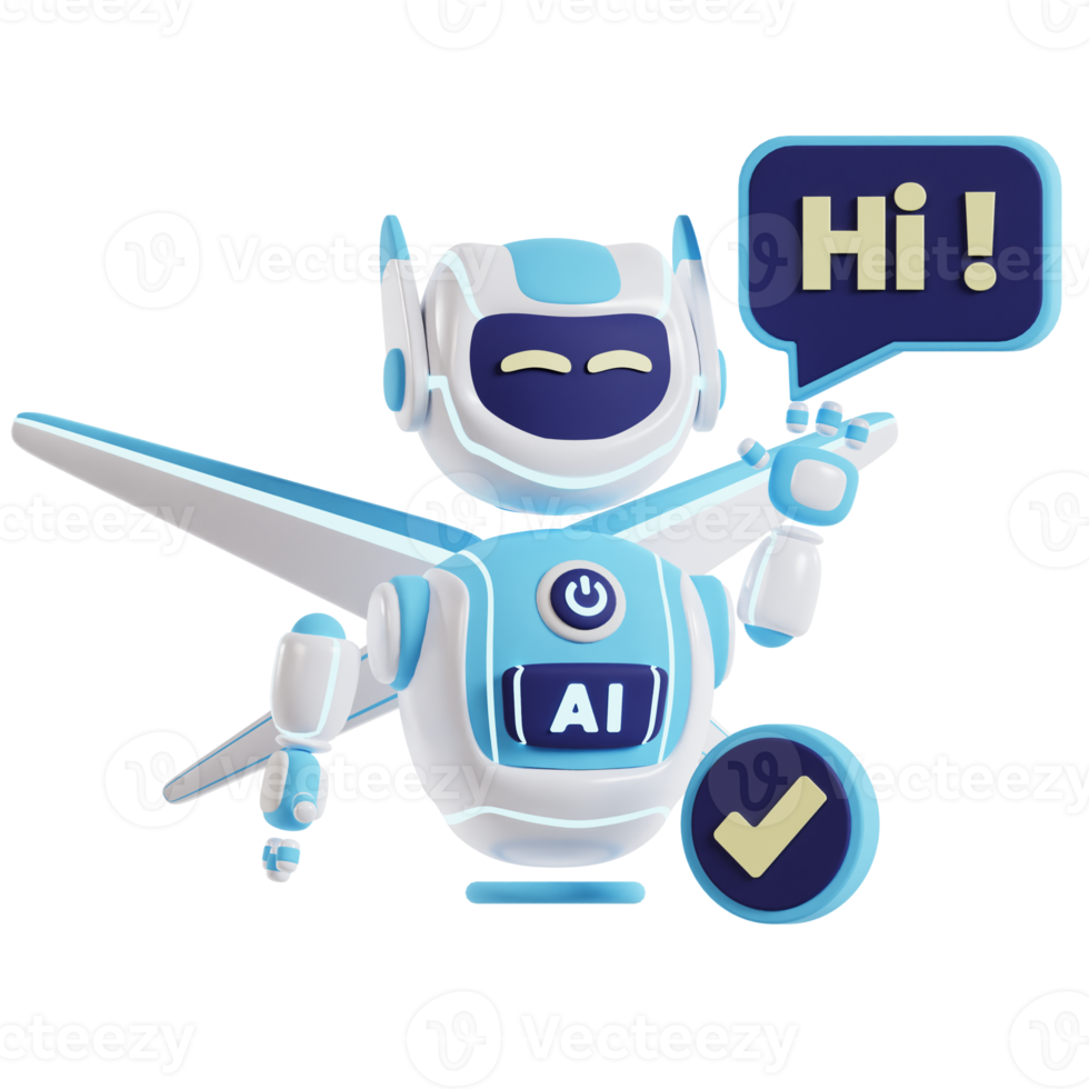 AI Robot say HI 3d artificial intelligence icon png