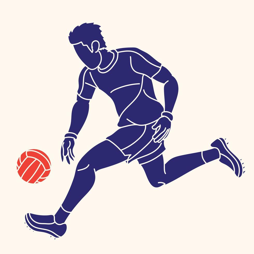 Gaelic Football Male Player Action Cartoon Graphic Vector