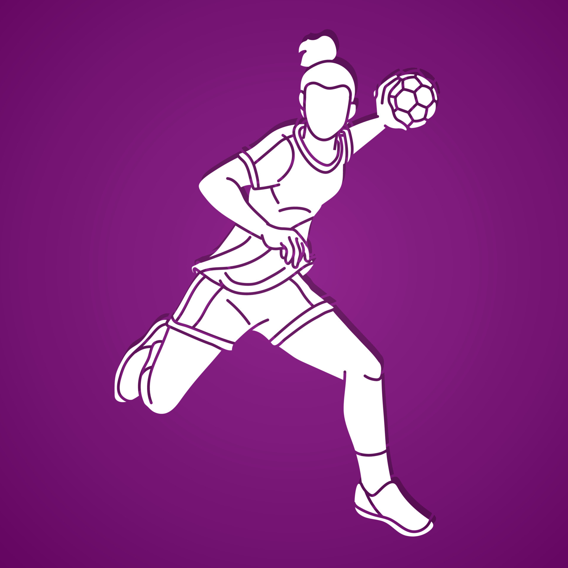 Woman handball player in action silhouette Vector Image