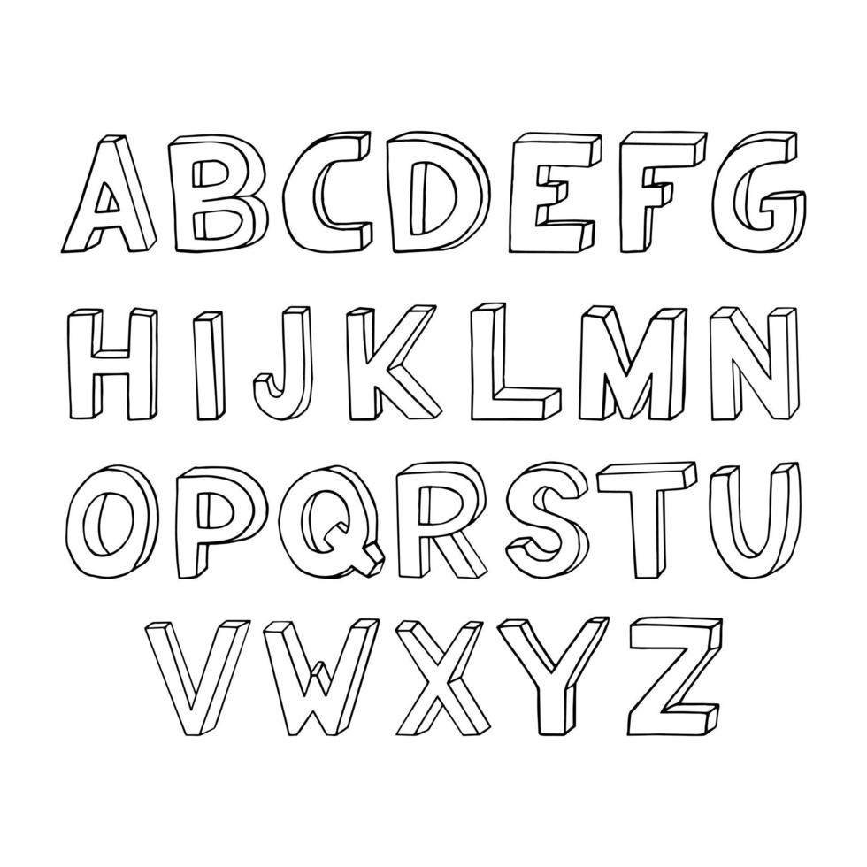 alphabet hand drawn sketch set vector doodle, letters, font handwriting