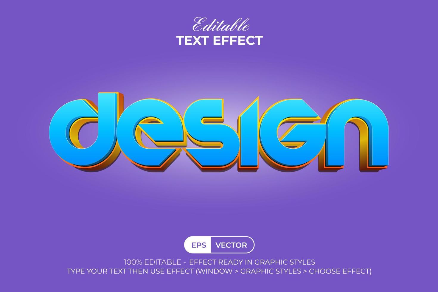 3D Text Effect Blue Style. Editable Text Effect. vector