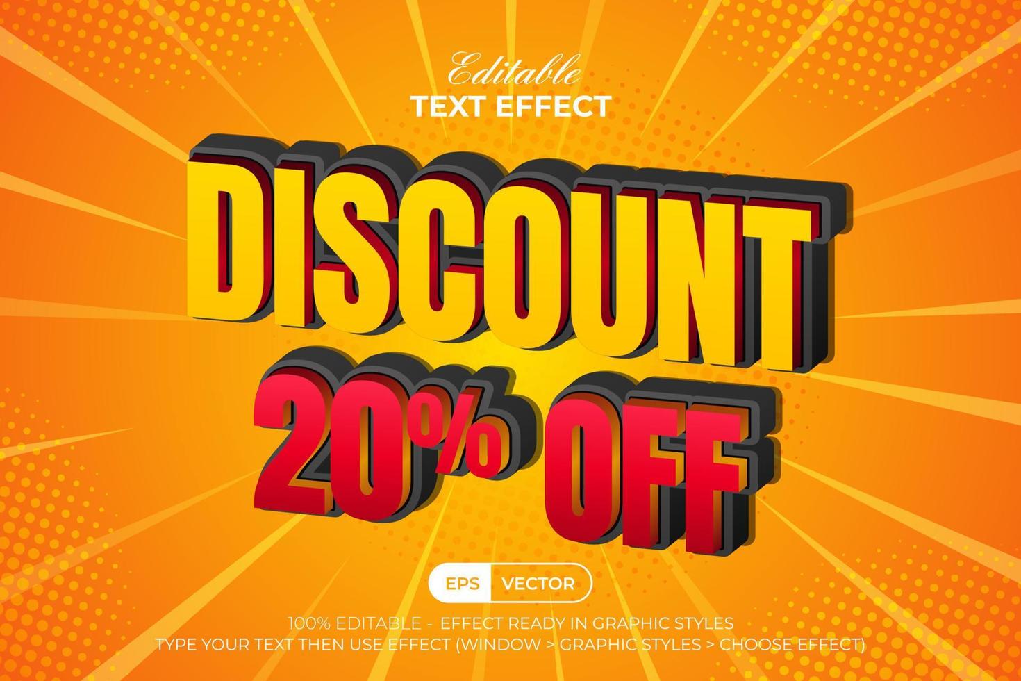 3D Editable Text Effect Discount Style. vector