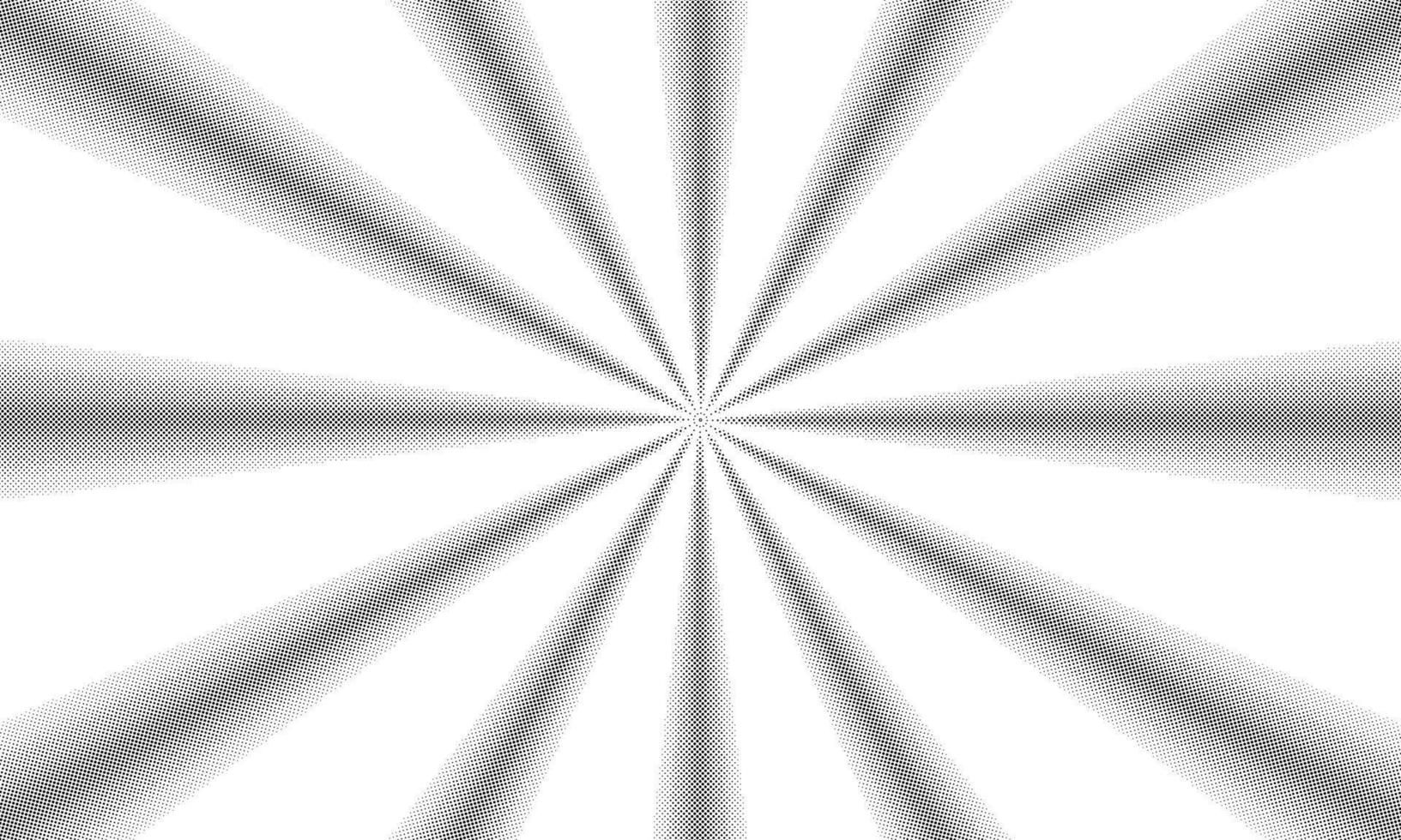 Radial halftone comic rays background, retro radial gradation pattern vector