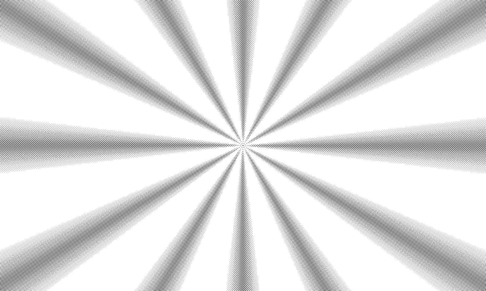 Radial halftone comic rays background, retro radial gradation pattern vector