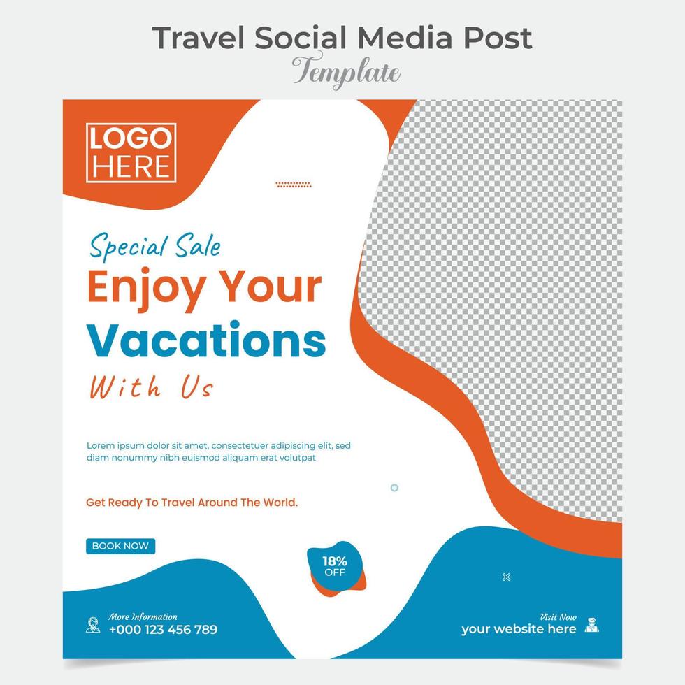 Explore tour and travel social media post and square flyer post banner template design vector