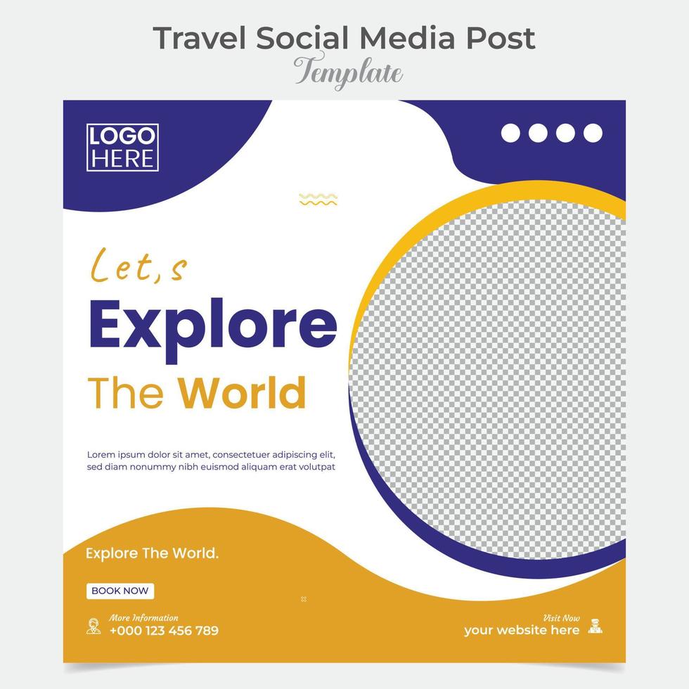 Travel and tour holiday vacation square flyer post banner and social media post template design vector