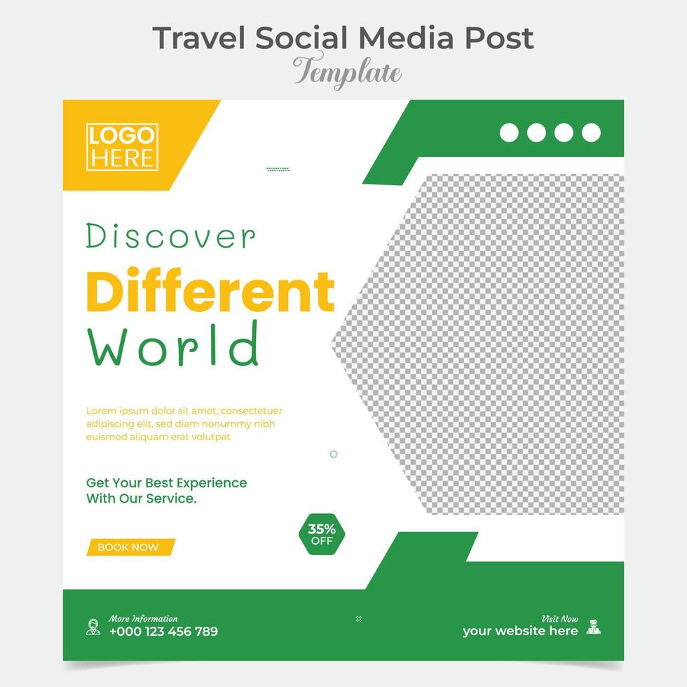 Travel and tour square flyer post banner and social media post template design vector