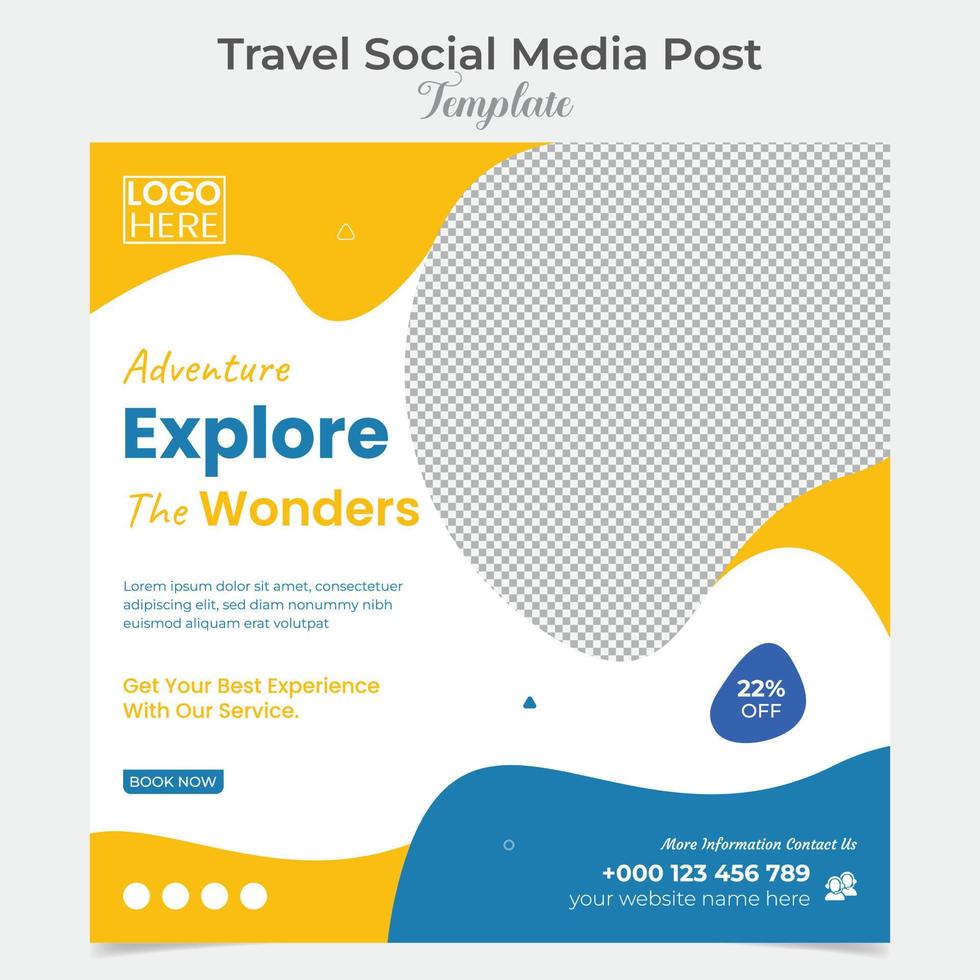 Holiday tourism and travel social media post and square flyer post banner template design vector