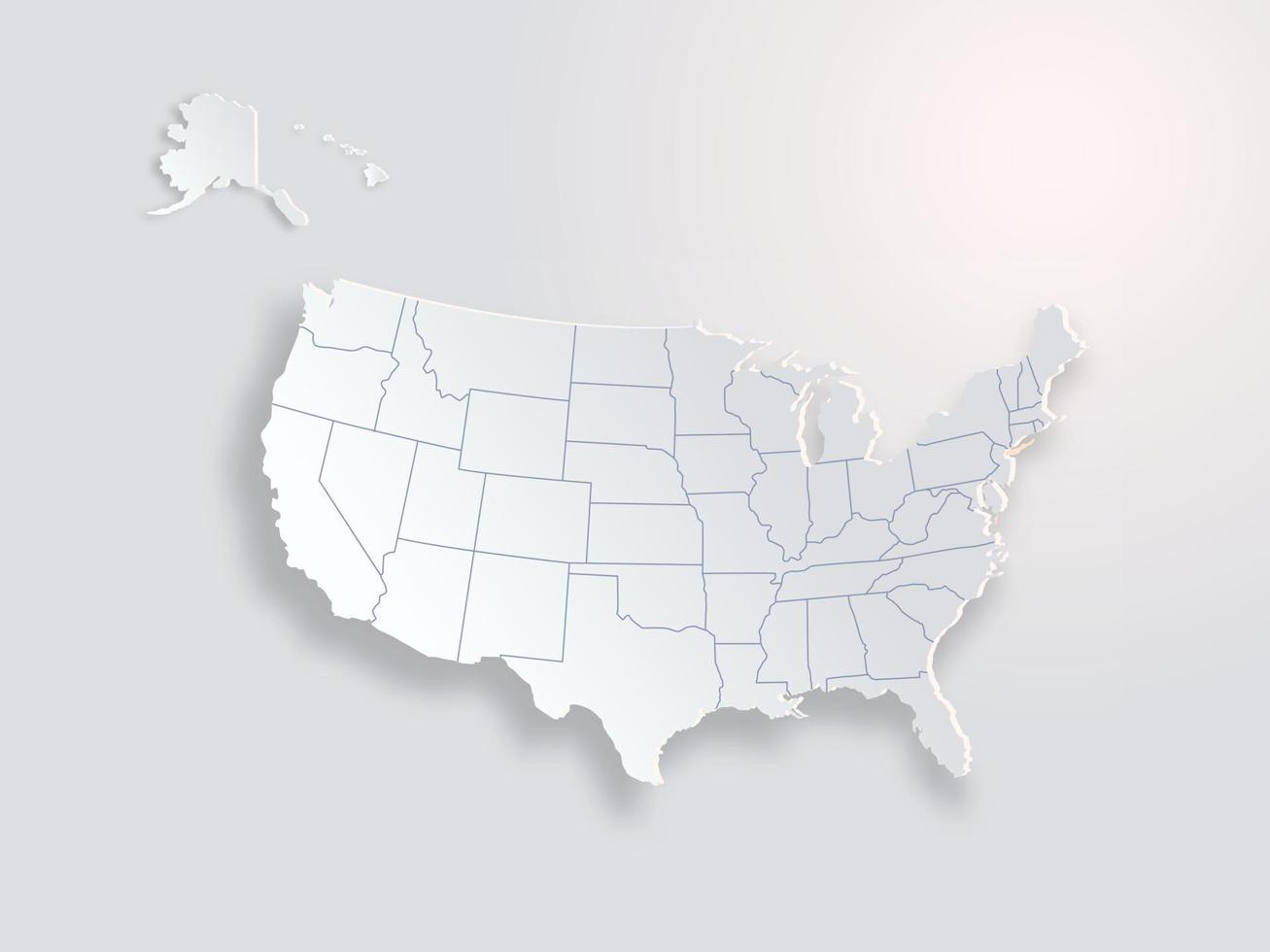 USA modern map with federal states on a gray background vector