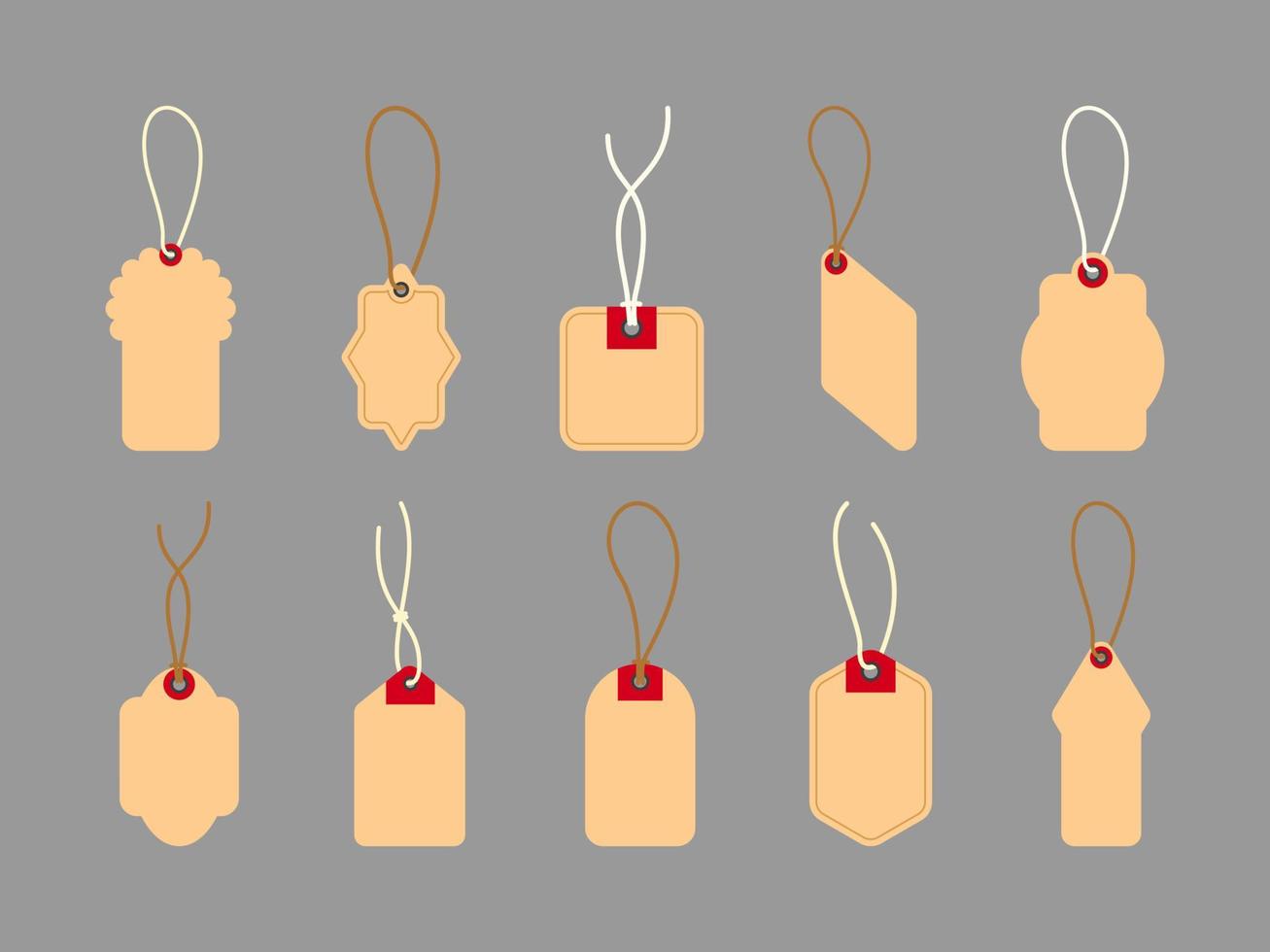 Realistic carton brown paper price tags, different shapes isolated on