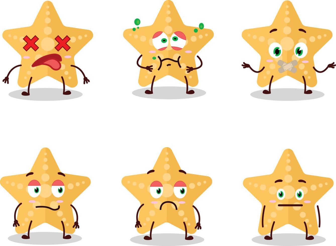 amarillo estrella de mar dibujos animados personaje con no expresión vector