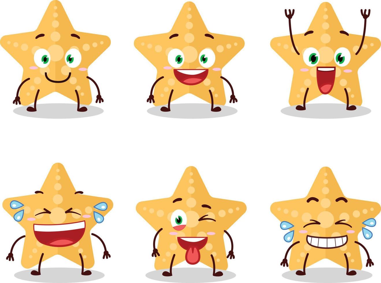 dibujos animados personaje de amarillo estrella de mar con sonrisa expresión vector