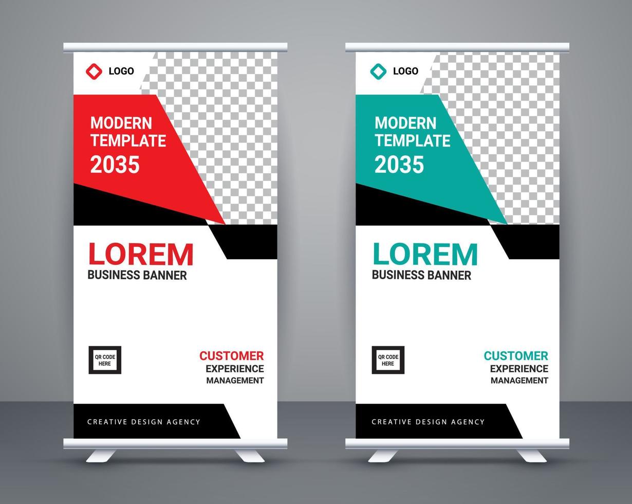 Modern roll up banner design stand template free vector