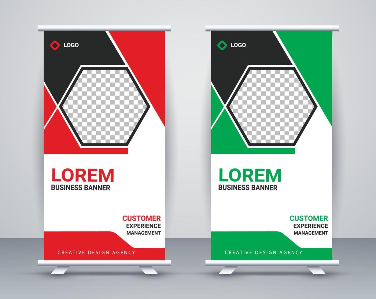 Modern roll up banner design stand template free vector