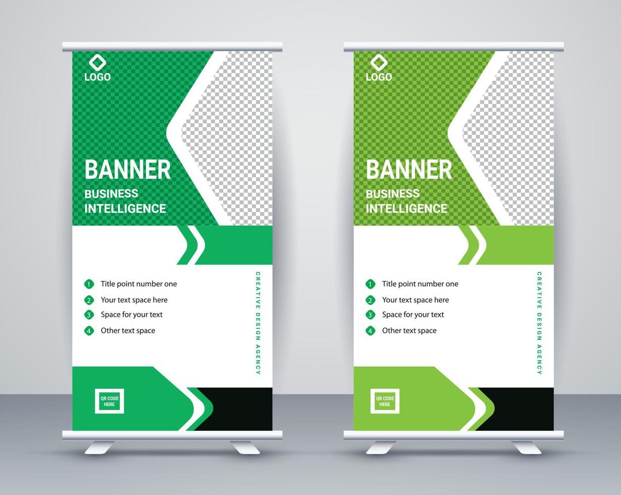 Modern roll up banner design stand template free vector