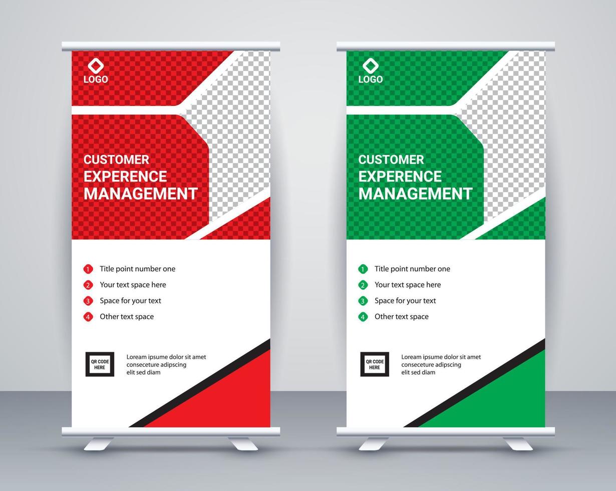 Modern roll up banner design stand template free vector