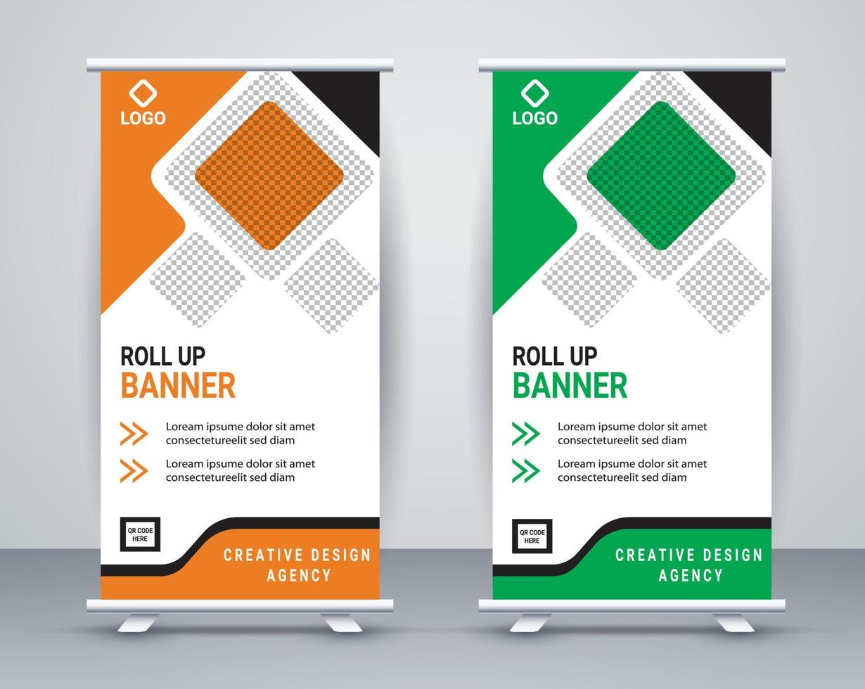 Modern roll up banner design stand template free vector