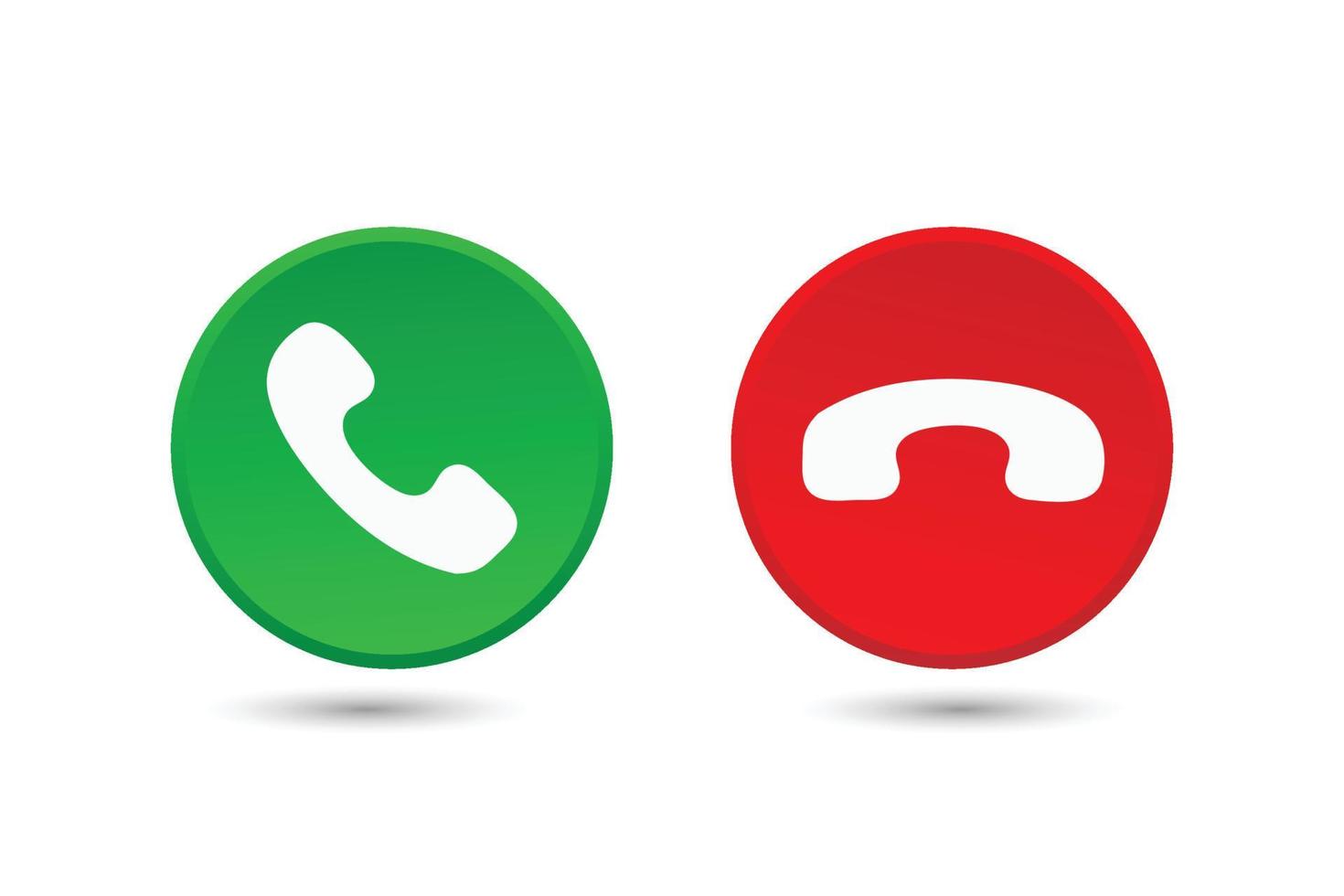 Vector accept phone call and decline icon in modern button or answer and end call symbols