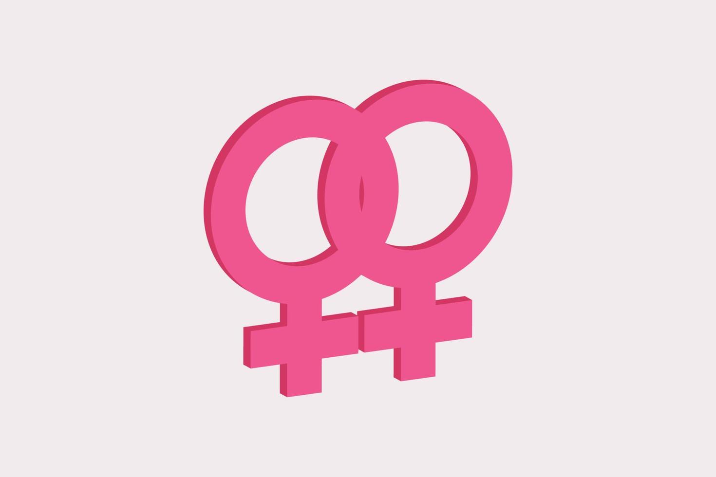 Pink gender symbol of lesbian. vector
