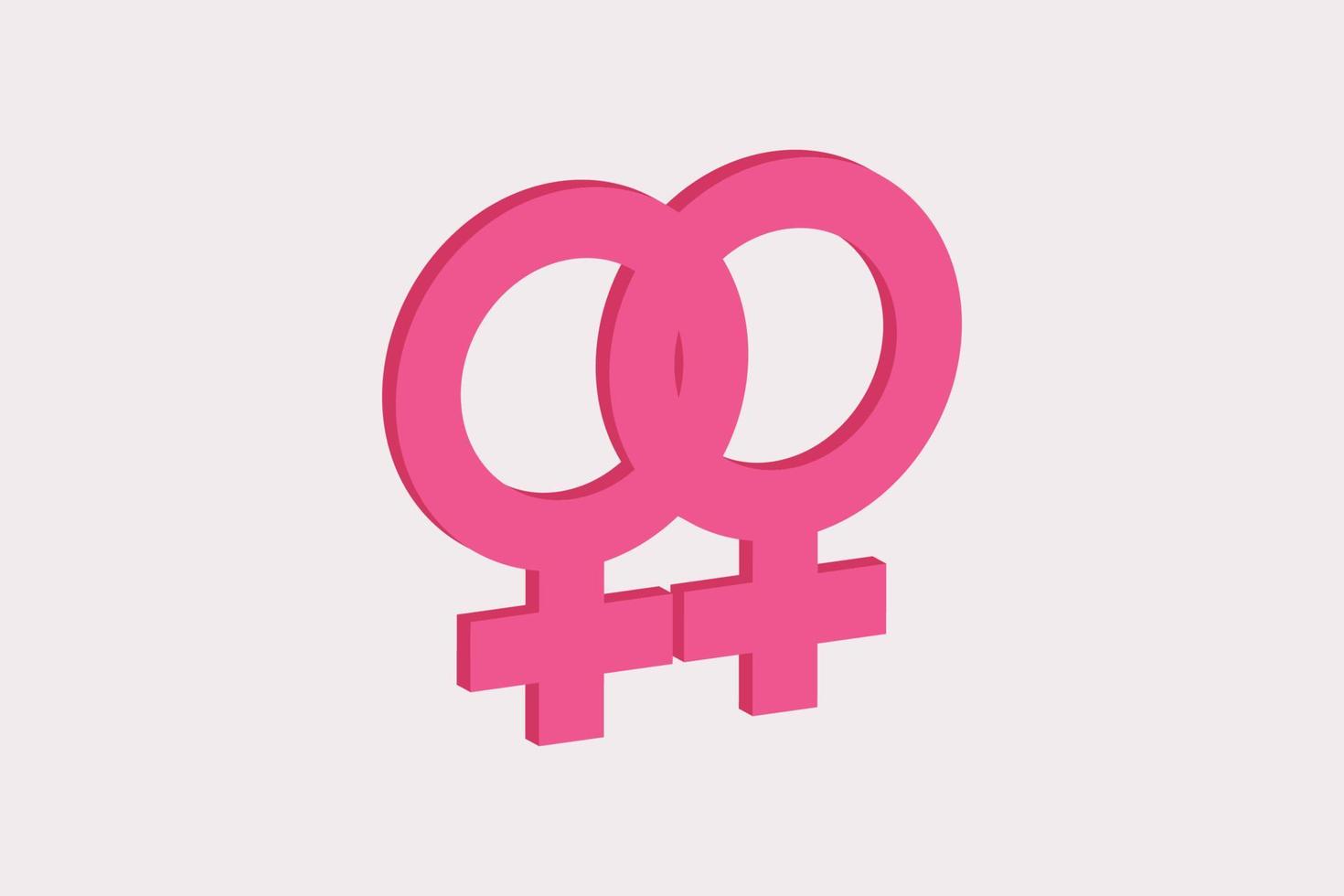 símbolo de género rosa de lesbiana. vector