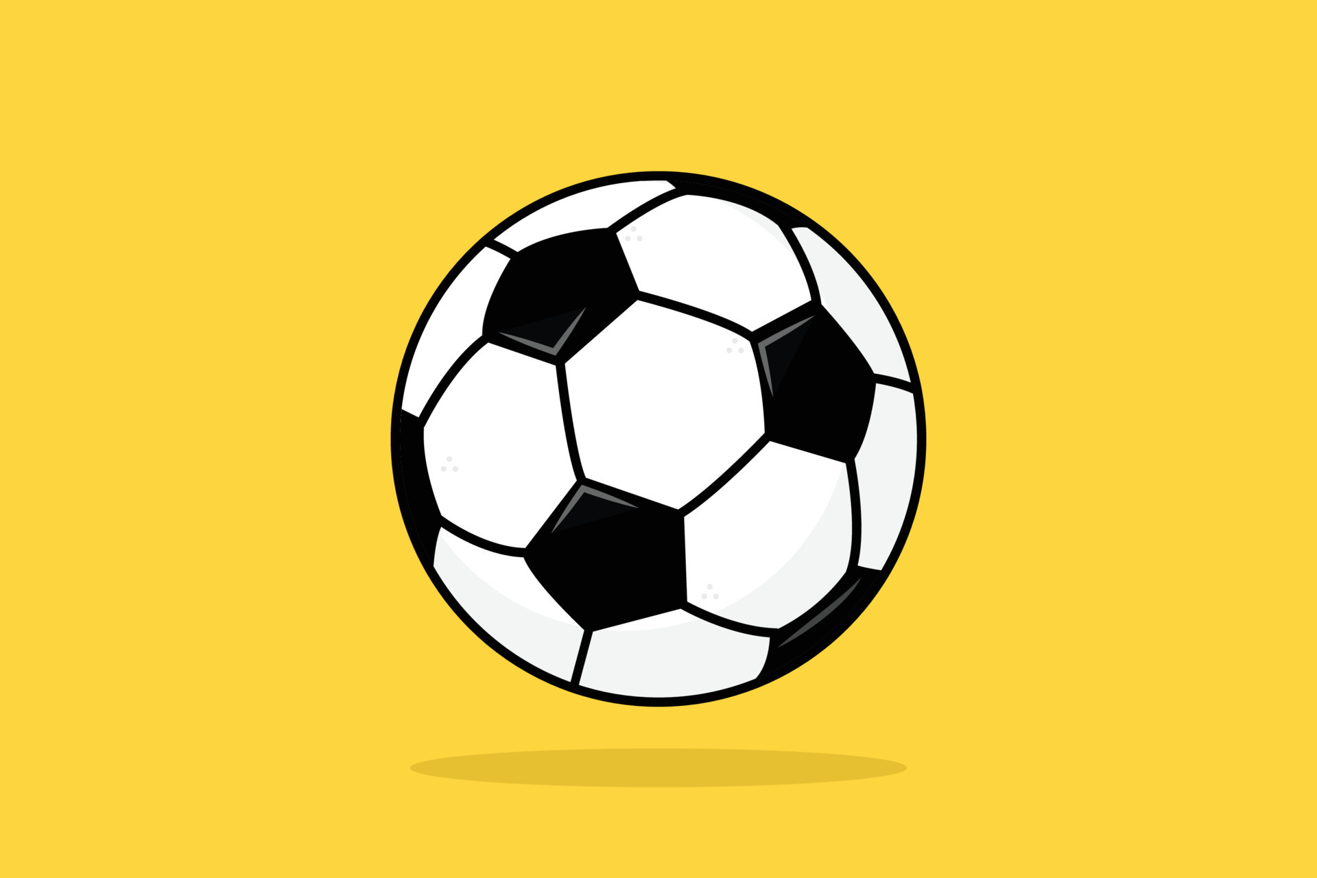 Football ball cartoon soccer ball isolated on yellow background vector ...