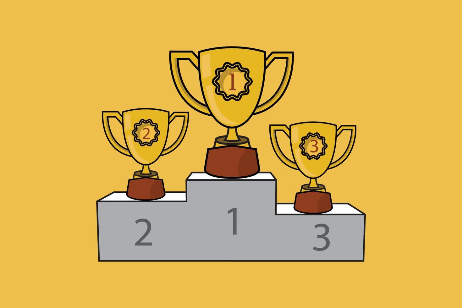 un pedestal con un oro taza en el primero lugar. vector