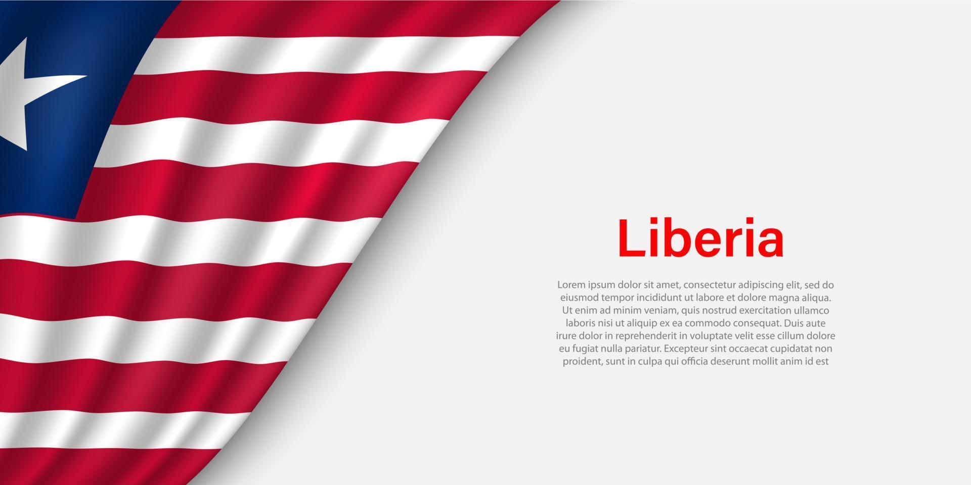 Wave flag of Liberia on white background. vector