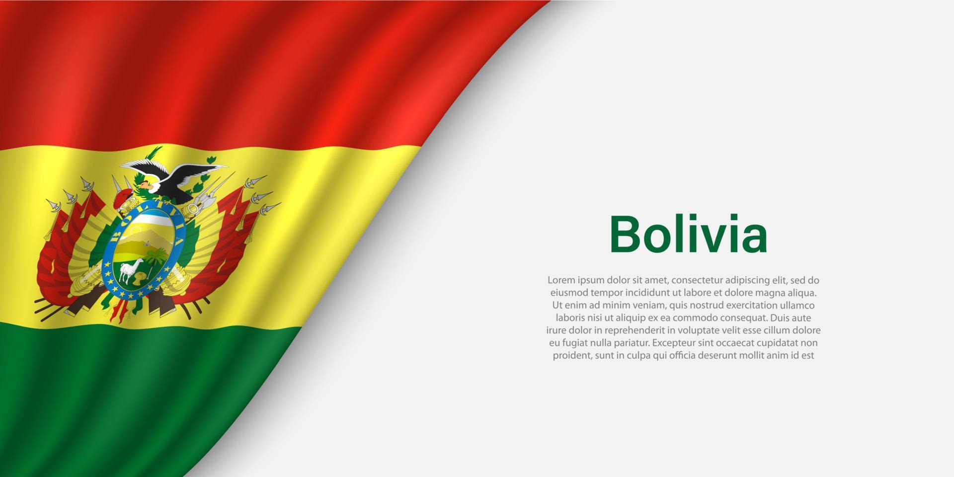 Wave flag of Bolivia on white background. vector